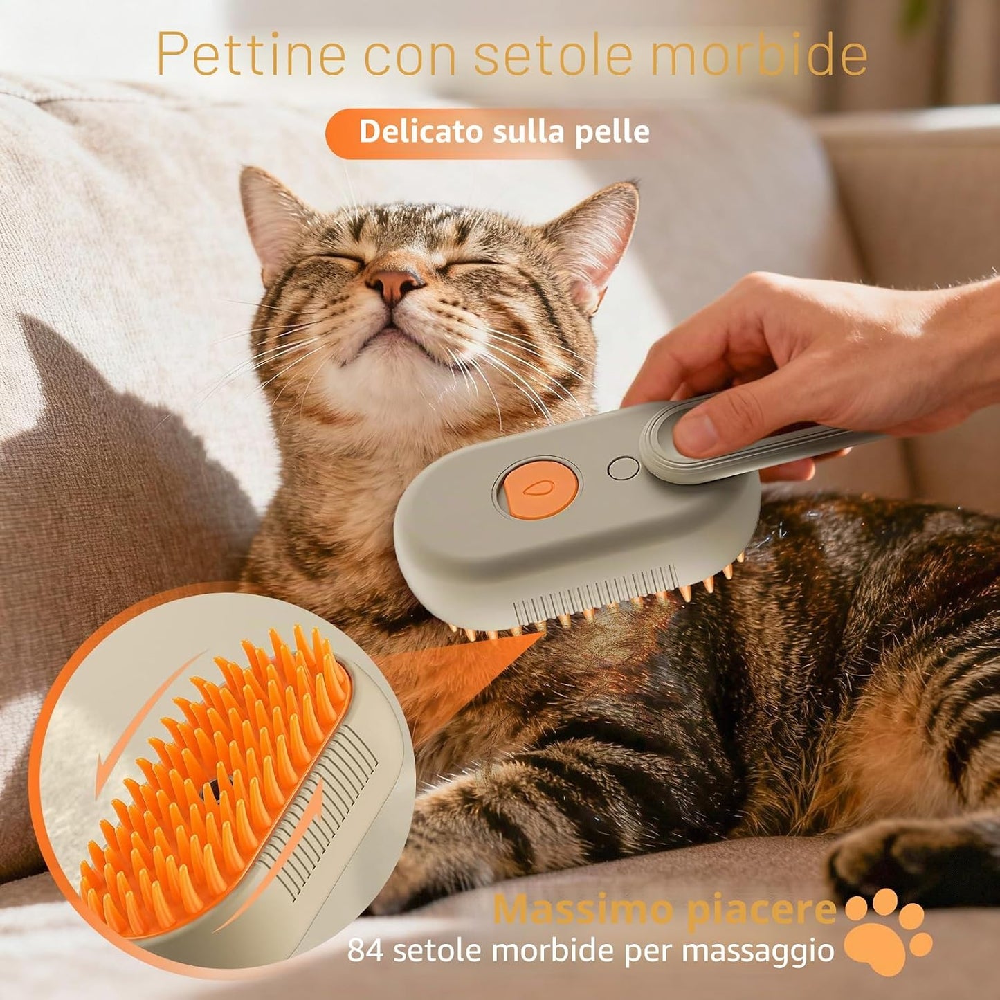 Petzento-Spazzola a Vapore per Gatti e Cani